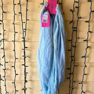 Light Blue Scarf with Lace Trim